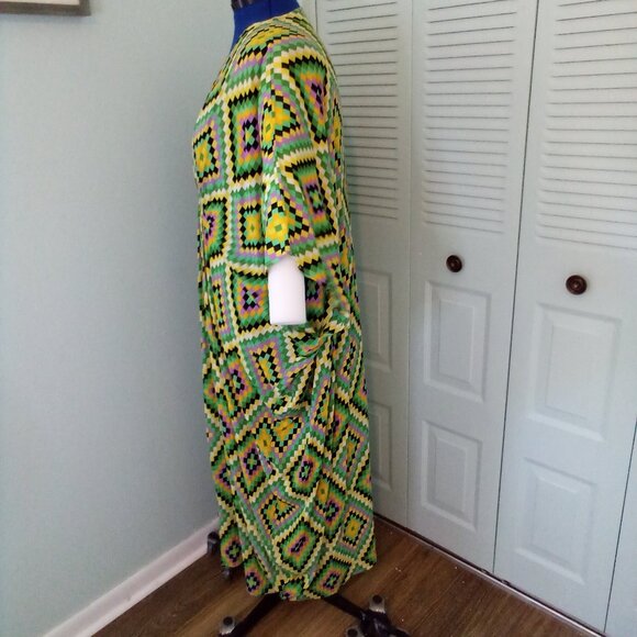 FREE PEOPLE CAFTAN LONG CUP OF TEA COVERUP ONE SIZE V-NECK GEOMETRIC LOUNGE COZY - Picture 7 of 14
